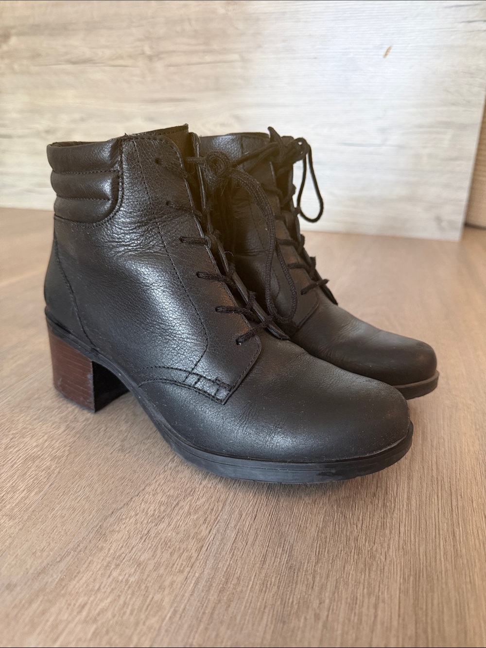 Clarks Black Leather Lace-Up Ankle Boots
